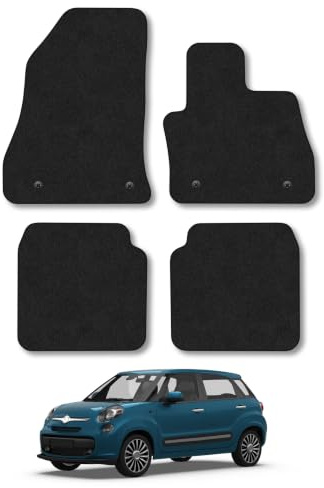 Fiat 500L (2013-2022) Carpet Car Mats | Black Edge Trim Tailored Fit Floor Mats Full Coverage Protection Accessories Easy Clean Anti Slip Made in the UK