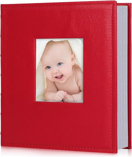 RECUTMS Fotoalben 6x4 Fotobuch 200 Fotos Slot Premium Leder Album Dia In Foto Hochzeitsalbum Mit Memo Raum Für Familie Weihnachten Kinder Feiertag Jubiläum Memory BookGifts (Rot)