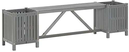 vidaXL Banc de Jardin avec 2 jardinières 150 cm Bois d'acacia Gris