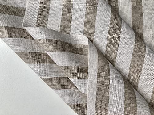 Culla Stoff in Leinenoptik, natürliche Streifen, für Vorhänge, Polstermöbel, Schneiderarbeiten, Baumwollmaterial, 140 cm breit, Segeltuch (Meterware)