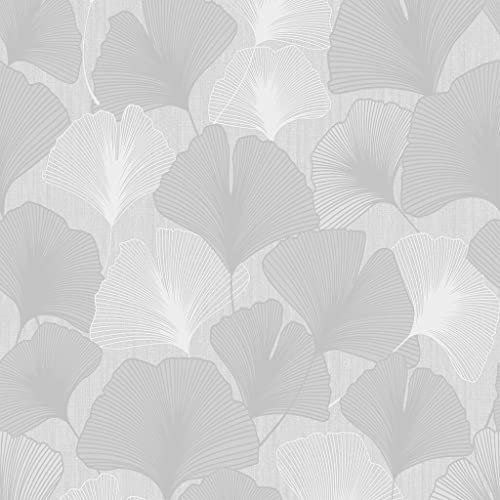 Super fresco Gingko Leaves - Silver Wallpaper