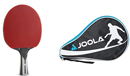 JOOLA 54206 Tischtennisschläger Carbon X Pro ITTF genehmigter Profi 7 Sterne, 2 MM Schwarz/Grau & Unisex – Erwachsene TT-Hülle Pocket Schlägerhülle, Blue, One Size