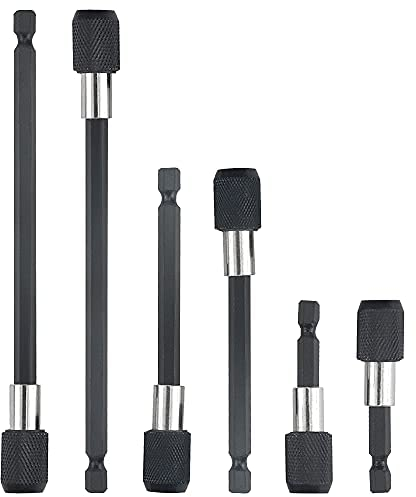 BGTXINGI 6Pcs 2Set 1/4 Inch Hex Shank Magnetic Screwdriver Bit Quick Release Bar Socket Magnetic Extension Chuck Adapter 60mm/ 100mm/ 150mm for Screws Nuts Drill Hand-held Driver