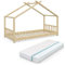 VitaliSpa Hausbett Design, Bett aus Holz, Naturholz, 90x200 cm mit Matratze