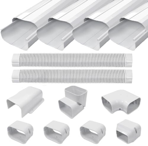 Cestluck 4'' 17 Ft PVC Decorative Pipe Line Cover Kit for Ductless Mini Split Air Conditioner-Full Set, No Other Parts Needed