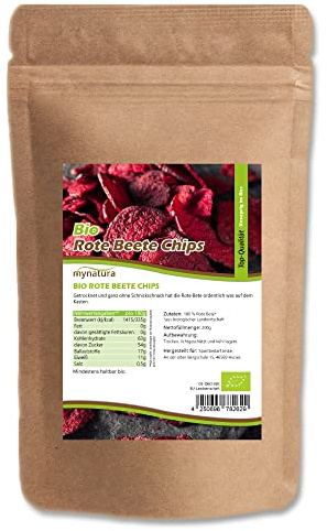 Mynatura Bio Rote Beete Chips I Rein pflanzlich I Salat I Snack I Kochen I Vegan I Im Beutel (2x 200g)