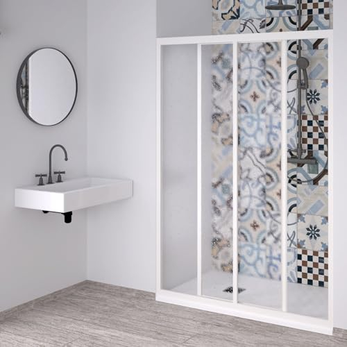 Decorspace Box doccia a Nicchia Acril in Acrilico con profili in PVC apertura laterale riducibile Made in Italy (110 X h 190 cm)