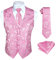 HISDEREN hommes Paisley rose gilet Floral Jacquard cravate poche carré mouchoir fête de mariage affaires Fit gilet costume ensemble S