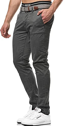 Indicode Herren Waller Chinohose elastische Stretchhose aus 98% Baumwolle | Bequeme Freizeithose mit Stretch für optimale Bewegungsfreiheit, Herrenhose, Stoffhose, Businesshose, Chinohose für Männer