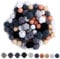 75 Stück Silikonperlen Bunte Bastelperlen Rund Polygon Lose Perlen mit Löchern für Halskette Armband Schmuck Basteln DIY（dunkle Farbe）