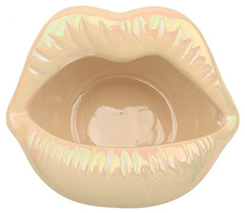 LIABI Dekorativer Lippenstift-Ringhalter mit Lippen, Keramik, Schmucktablett, Kosmetik-Aufbewahrung, Display-Halter, Schreibtisch-Haargummis, Clips, Aufbewahrungsbox im Badezimmer für Damen und Herren