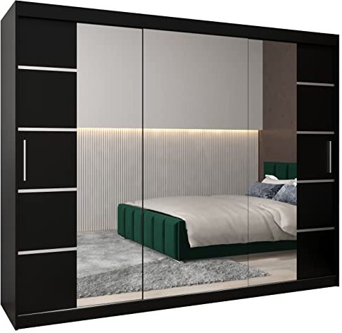 ABIKSMEBLE Armoire Porte coulissante Miroir Verona 4 - Dressing Chambre Adulte - Penderie Vetement Dressing - Garde Robe - Placard Chambre - Armoire 3 Portes - Closet