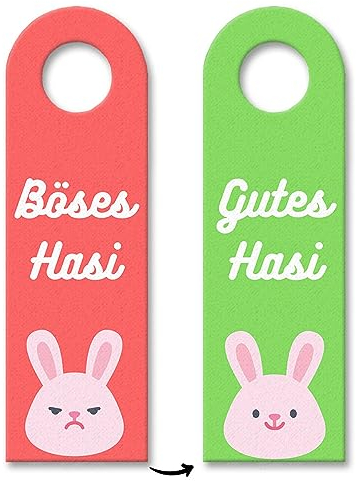 Gutes Hasi - Böses Hasi Hasen Türhänger in rot-grün Hase Türschild Ostern Türanhänger niedlich aus Filz mit Kosewort für die Zimmertüre um seine Laune zu zeigen Freundin Türschild