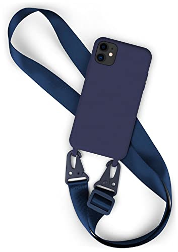 moex Hover Cover für iPhone 11 Handyhülle zum Umhängen mit Band, Hülle mit Handykette abnehmbar, Handyband & Karabiner Lanyard Soft Case mit Verstellbarer Kette, Navy Blau