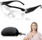Aoreun Lupenbrille mit Licht, 250% LED beleuchtete wiederaufladbare Lupenbrillen, Anti Blaulicht, Hands Free Brille mit Lupe und licht, Vergrößerungsbrille für Naharbeit, Nähen, Reparatur, Lesen