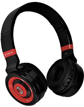 AC Milan - Cuffie Senza Filo Cuffie Wireless Over-Ear, Cuffie Bluetooth Senza Fili Pieghevoli, Cuffie con Microfono Incorporato, HiFi Stereo, Micro SD Slot, FM Radio per iPhone/Android/Viaggio/PC