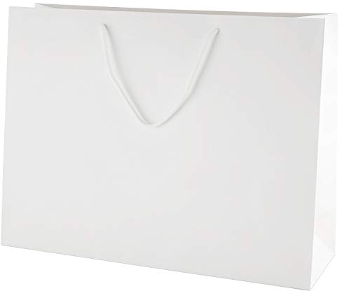 Thepaperbagstore 10 Weiße Groß Matt Luxus-Boutique-Papiertüten für Geschenke oder als Tragetaschen mit Seilgriffen - 400x130x300mm