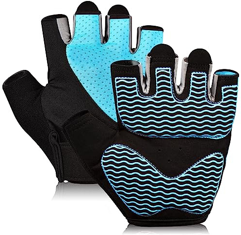 sunnex Workout Gloves for Women - Breathable Weight Lifting Gloves with Non-Slip Silicone Padding, Fingerless Gym Gloves for Cycling, Rowing, Pull Ups & Training (4 Sizes)