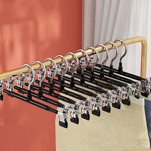 10 Stück Metall Hosenbügel,Kleiderbügel mit rutschfest Clips 30cm,Rockbügel Hosenbügel Platzsparend für Hosen Shorts Rock Socken Unterwäsche