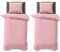 Visaggio Bettwäsche 135x200 cm Mikrofaser Uni Einfarbig 4 teilige Bettbezug Set mit Reißverschluss Rosa