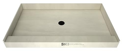 Tile Redi USA P3248C-PVC-MB Redi Base Shower Pan, 48 W x 32 D, Center Round Matte Black Drain Plate