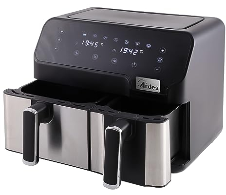 ARDES - ARFRYA03D Friggitrice Ad Aria ELDORADA DUAL - Friggitrice Aria Con Doppio Cestello Capacità 9 Litri - Friggitrice con Display Digitale Touch Plurifunzionale