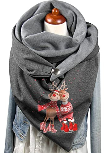 Weihnachten Schal Damen, Damen Schal Winter Warm Weich Dreieckschal Weihnachts Lustig Drucken Winterschal schal Poncho Lauschig Baumwolle Schal Weihnachten Halswärmer Dreieckstuch