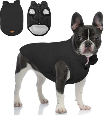 meioro Winter Hundemantel Warme Hundejacke, Kaltes Wetter Haustier Kleidung Winddichte Welpenmäntel, Hund Fleeceweste Weiches Sweatshirt für Kleine Mittlere Hundepullover Outfit (Schwarz,XXL)