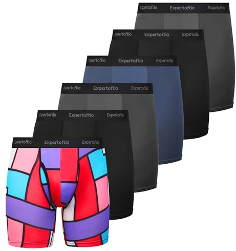 Expertoftio Boxer Uomo Mutande Lunga, Boxer da Sport Intimo Funzionale, Confezione da 6 Pezzi, Pantaloncini Compressione con Apertura per Uomo