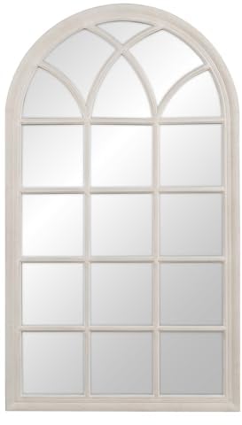 LOLAhome Espejo Ventana Blanco Roto de Madera de paulonia de 80x140 cm