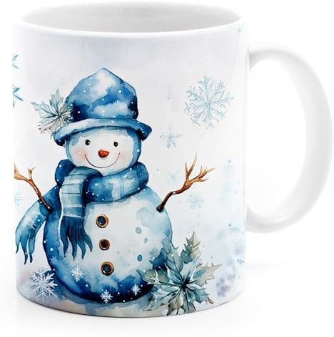 MoonWorks® Tasse Weihnachten Wintertasse Weihnachtstasse XMAS Schneemann Wichtel Aquarell weiss standard