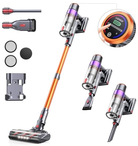Laresar Cordless Vacuum Cleaners 450W/38KPa Powerful Stick Vacuum Cleaner with LCD Touch 55 Mins Rechargeable Battery Elite 8, ELITE 8-UK