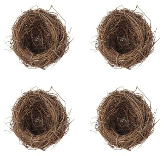 4 Stück Rattan Vogelnest Ostern Deko, 6cm Rattan Nest Künstliches Vogel Nest Frühling Osterdeko Handgemacht Vögelnest Rattan Birdhäuser Taube Nest ,Ostereier Basteln Deko für Foto Requisiten Tischdeko