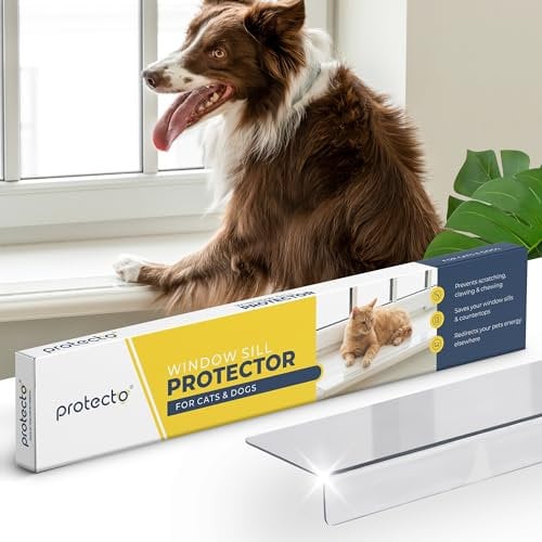 Protecto Clear Window Sill Protector - 35.5 x 5.1 Ultra-Strong Window Guards from Dog & Cat Scratching Chewing & Clawing, Keep Your Sill Smooth & Paws Safe, Anti Scratch Window Sill Cover Protection