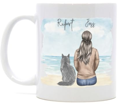 Engravables Cozy Custom Printed Mug – Personalised Gift for Dog Lovers – Cute, Funny & Heartfelt Designs – Multiple Sizes & Styles Available (11oz Ceramic Mug, Woman and Cat)
