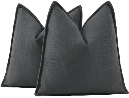Madizz 2er Set Schlicht Chenille Kissenbezügen Weiche dekorative Kissenbezüge für Sofa Schlafzimmer Kissenhülle Dunkelgrau 40x40 cm Quadrat