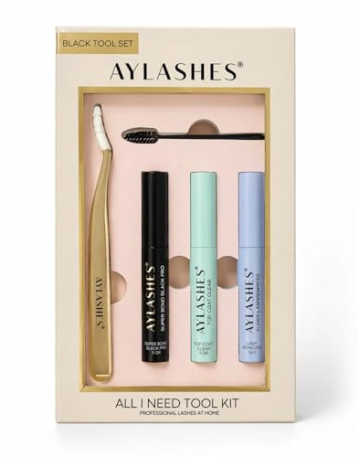 AYLASHES - Tool Kit für Wimpernextensions | Grap Applicator, Schwarz, Sealer, Fluffer | DIY Set für zu Hause