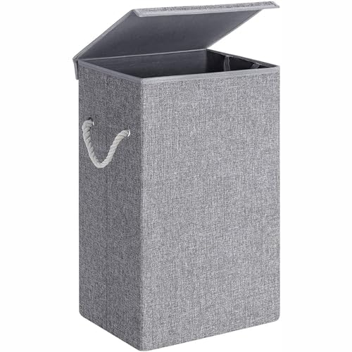 Rynli Foldable Laundry Basket with Lid, 90L Collapsible Laundry Baskets comes with Handles For Easy Carry, Collapsible Basket Ideal for Laundry Room, Bathroom, Towel Storage Baskets