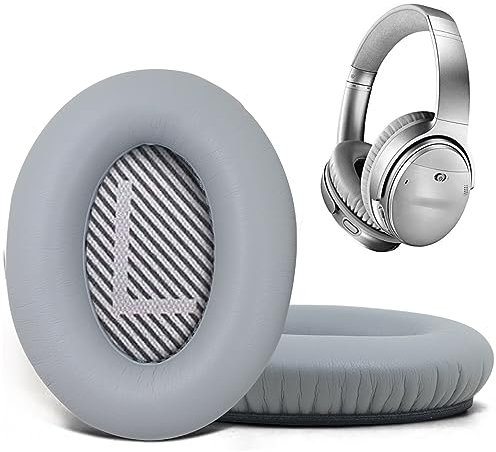 Replacement Ear Pads for Bose QuietComfort 35 35 II 15 25(qc 35 25 15/QC35 ii), Headphone Ear Covers, High Density Memory Cotton, Soft Leather, Adaptive Noise Isolation Headphones Pads Cushions-Grey
