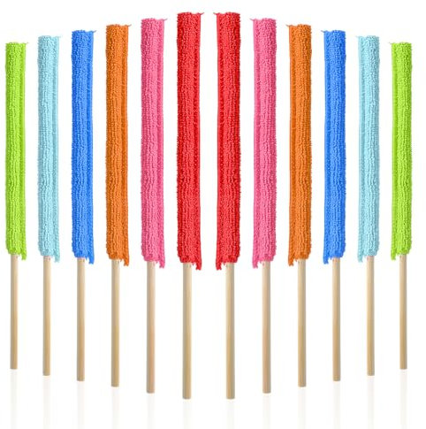 12PCS Microfiber Duster Mini Detail Dusters Fan Cleaner Sticks for Crevice Cleaning, Gap Dust Split Feather Dust Brush Radiator Cleaner Brush for Home Car Windows Vent Blind Fan and Small Spaces