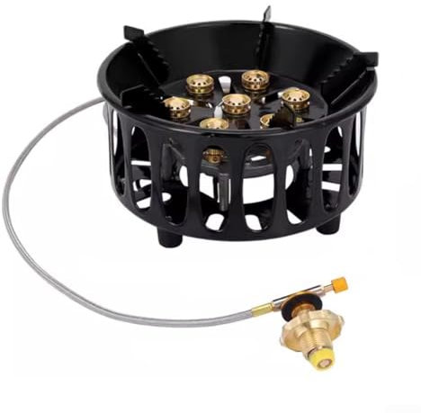 Réchaud à gaz de camping 16800 W, réchaud à gaz portable coupe-vent avec tête de poêle à 7 cœurs, brûleur à gaz réglable pour cuisine en plein air, trekking, pique-nique (C)