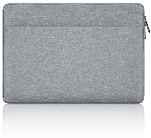jooeer Funda Ordenador Portatil 13-14 Pulgadas Compatible con 14” MacBook Pro M4/M3/M2/M1 13”-14” Chromebook Notebook, Bolsa PC de Poliéster Impermeable Fina con Bolsillo, Gris