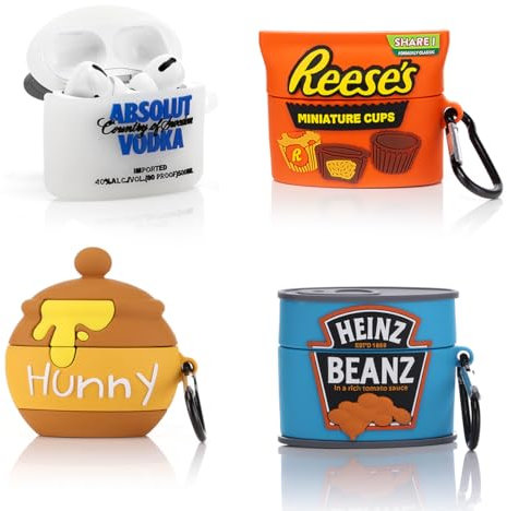 (4 Packung) Hülle für AirPods Pro 2nd/1st Erzeugung Ohrhörer(2022/2019), XMBYGY Silikon Aufladung Fall Schutz Abdeckungen mit Niedlich Cartoon Haut Design für AirPods Pro 1/2
