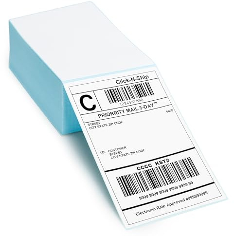 L LIKED Thermodirekt-Etiketten mit perforierter Linie, für Zebra- und Rollodrucker, 10,2 x 15,2 cm, Weiß, 500 Etiketten