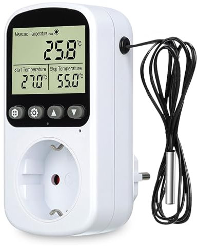 Toma de termostato digital, toma termostática digital, enchufe de termostato digital, enchufe de controlador de temperatura, termostato terrario, para incubadora, invernadero, acuario