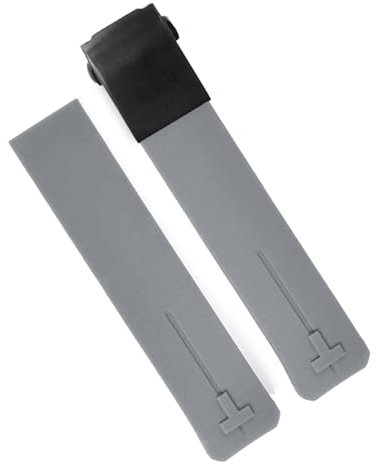 kongsou Sport-Silikon-Armband für Tissot Touch T013 T047 T-Sport T013420A T047420A T33 Wasserdichtes Uhrenarmband(Gray black,21mm)
