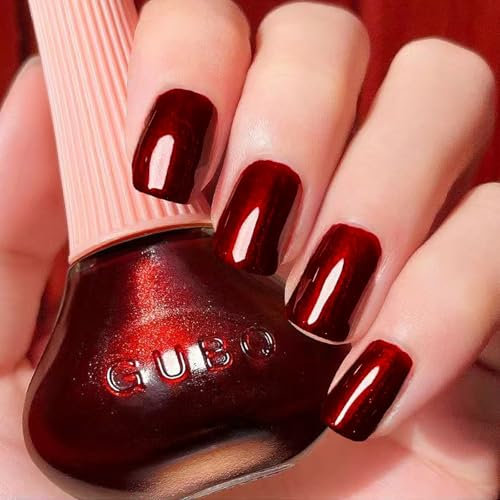 Pearl Red Nail Polish - Mermaid Shimmer Burgundy Red Pearlescent Shell Glitter Pearl Nail Varnish - Long Lasting DIY Manicure Decorations