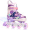 Inline Skates für Mädchen,4 Größen Verstellbar Inliner mit Allen leuchtenden Rädern für Kinder/Jugendliche (Rosa, L)