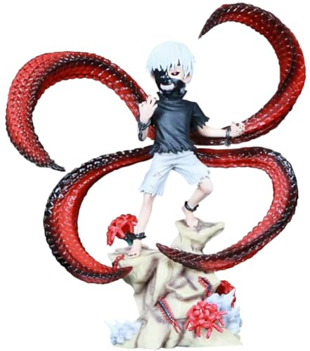 Anjinguang Anime Tokyo Ghoul Figur Statue, 18 cm Kaneki Ken Figur, austauschbare Köpfe mit Bodenschlachten, Szenenfigur, Sammlerstück, Actionfigur, Skulptur, Dekoration, Desktop-Figur, Geschenk