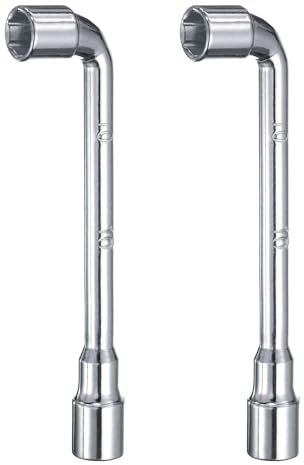 sourcing map 2pcs L Shaped Angled Hex Socket Wrench 10mm 45# Steel Double Ended Metric 6 Point Tubular Socket Spanner for General Repairing, Pipeline, Bicycle Car Maintenance